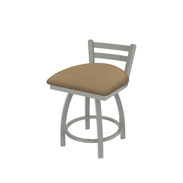 18" Low Back Swivel Vanity Stool, Nickel Finish, Canter Sand Seat